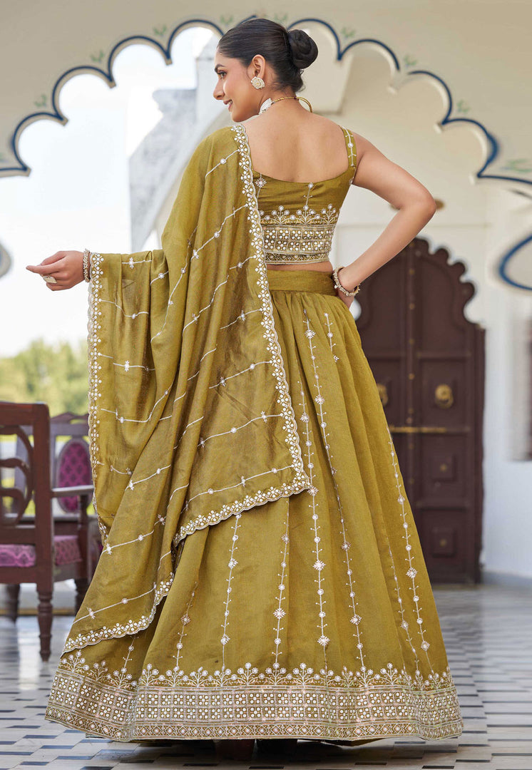 Mehndi Silk Lehenga Choli