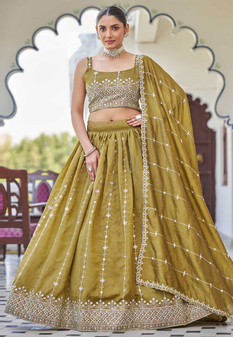 Mehndi Silk Lehenga Choli
