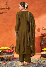 Load image into Gallery viewer, Mehndi Silk Readymade Anarkali Suit
