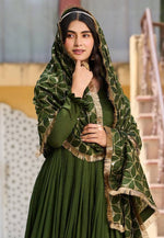 Load image into Gallery viewer, Mehndi Silk Readymade Anarkali Suit
