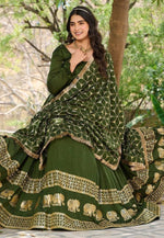 Load image into Gallery viewer, Mehndi Silk Readymade Anarkali Suit
