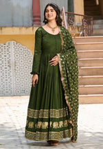 Load image into Gallery viewer, Mehndi Silk Readymade Anarkali Suit
