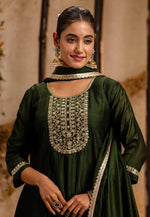 Load image into Gallery viewer, Mehndi Silk Readymade Anarkali Suit
