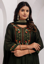 Load image into Gallery viewer, Mehndi Silk Readymade Anarkali Suit

