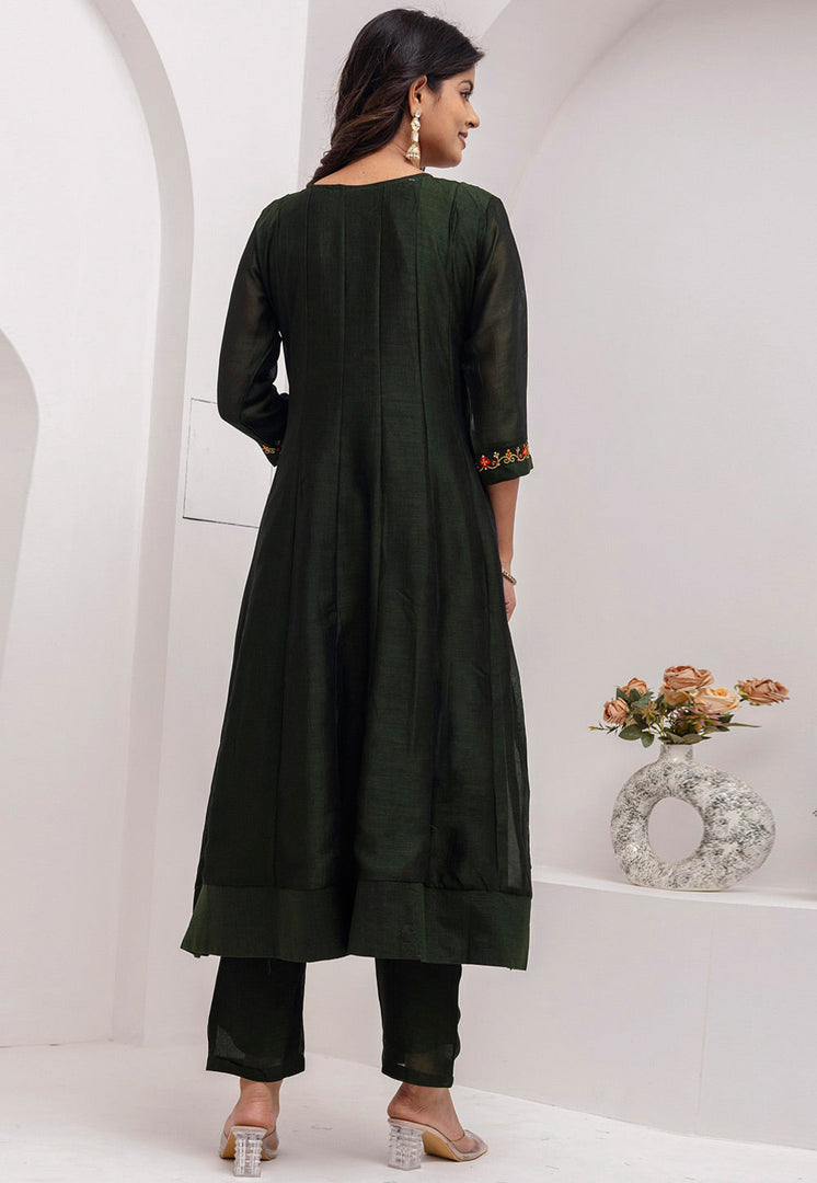 Mehndi Silk Readymade Anarkali Suit