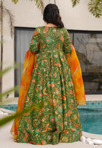 Load image into Gallery viewer, Mehndi Silk Readymade Anarkali Suit
