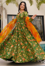 Load image into Gallery viewer, Mehndi Silk Readymade Anarkali Suit
