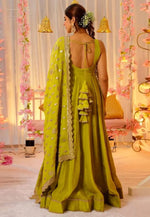Load image into Gallery viewer, Mehndi Silk Readymade Long Anarkali Suit
