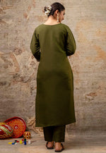 Load image into Gallery viewer, Mehndi Silk Readymade Pakistani Suit
