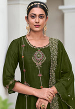 Load image into Gallery viewer, Mehndi Silk Readymade Pant Style Suit
