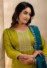 Load image into Gallery viewer, Mehndi Silk Readymade Pant Style Suit
