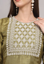 Load image into Gallery viewer, Mehndi Silk Readymade Pant Style Suit
