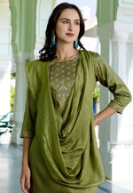 Load image into Gallery viewer, Mehndi Silk Readymade Pant Style Suit
