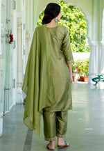 Load image into Gallery viewer, Mehndi Silk Readymade Pant Style Suit
