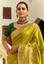 Mehndi Silk Saree With Blouse