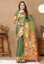 Load image into Gallery viewer, Mehndi Silk Saree With Blouse

