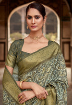 Load image into Gallery viewer, Mehndi Silk Saree With Blouse
