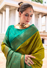 Mehndi Silk Saree With Blouse