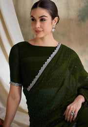 Mehndi Silk Saree With Blouse