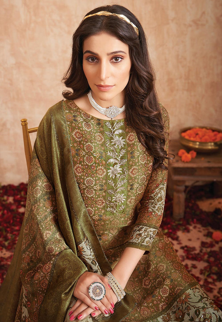 Mehndi Tissue Palazzo Suit