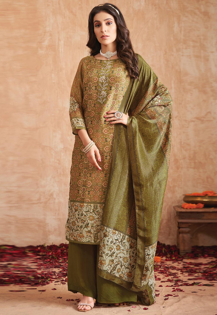 Mehndi Tissue Palazzo Suit