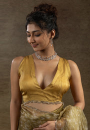 Mehndi Tissue Saree With Blouse