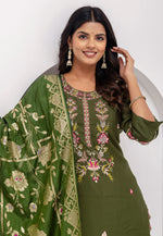 Load image into Gallery viewer, Mehndi Viscose Readymade Pakistani Suit
