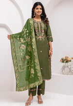Load image into Gallery viewer, Mehndi Viscose Readymade Pakistani Suit
