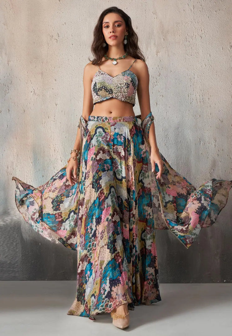 Multicolor Chinon Designer Salwar Suit
