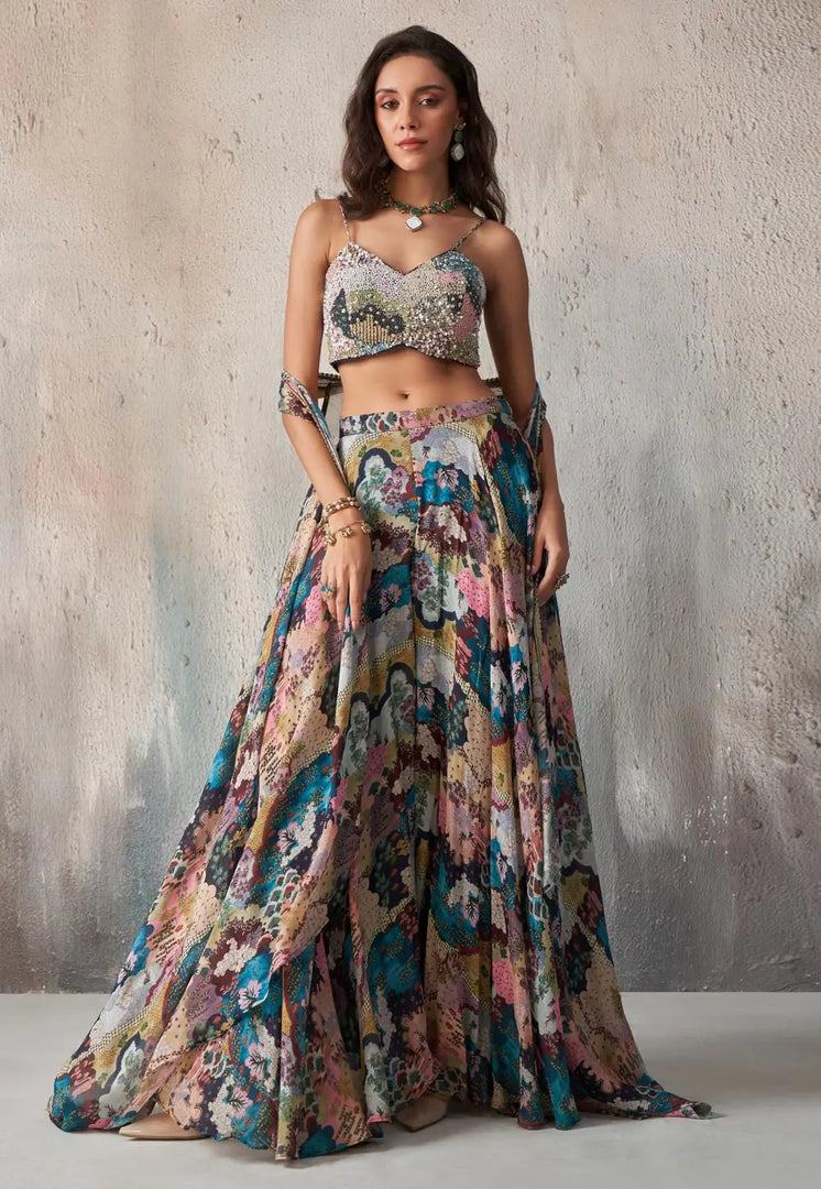 Multicolor Chinon Designer Salwar Suit