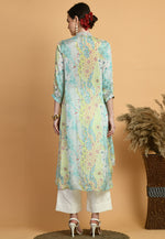 Load image into Gallery viewer, Multicolor Chinon Kurta Set With Palazzo
