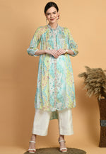 Load image into Gallery viewer, Multicolor Chinon Kurta Set With Palazzo
