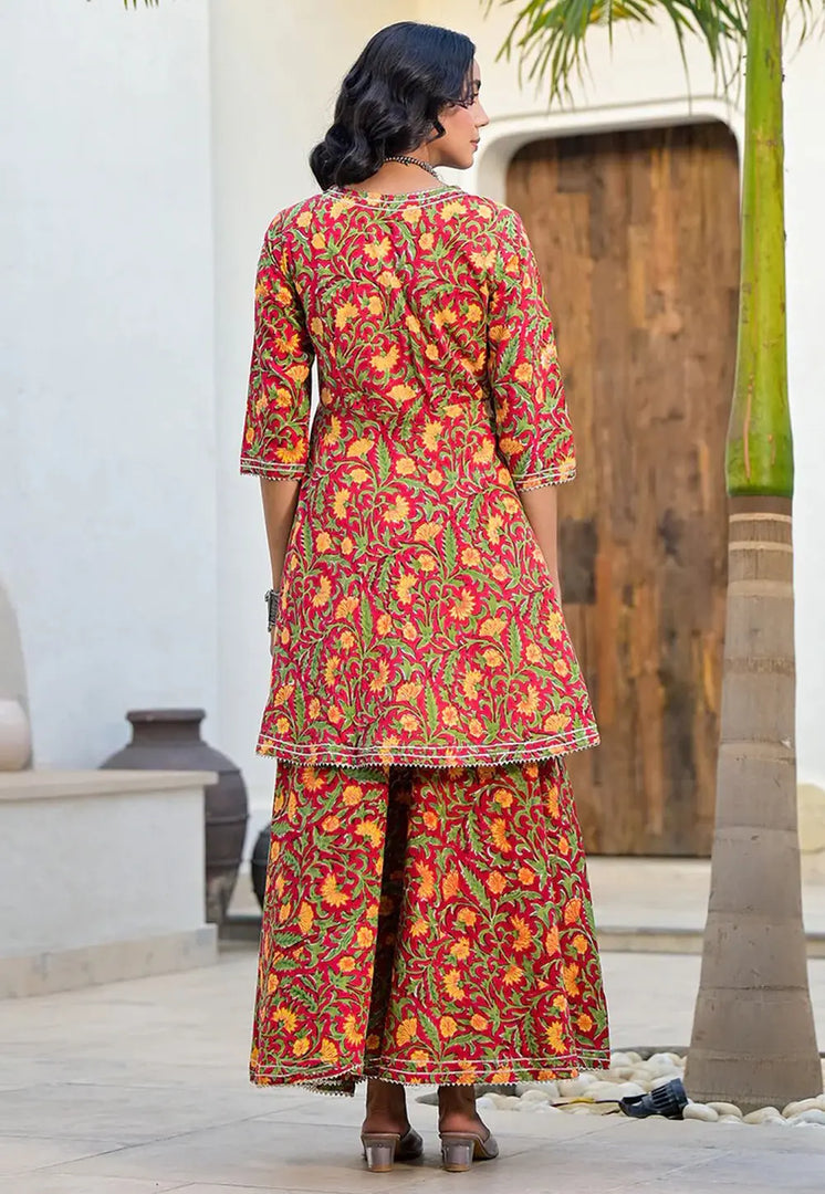 Multicolor Cotton Readymade Gharara Suit