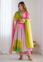 Load image into Gallery viewer, Multicolor Faux Georgette Readymade Pant Style Suit
