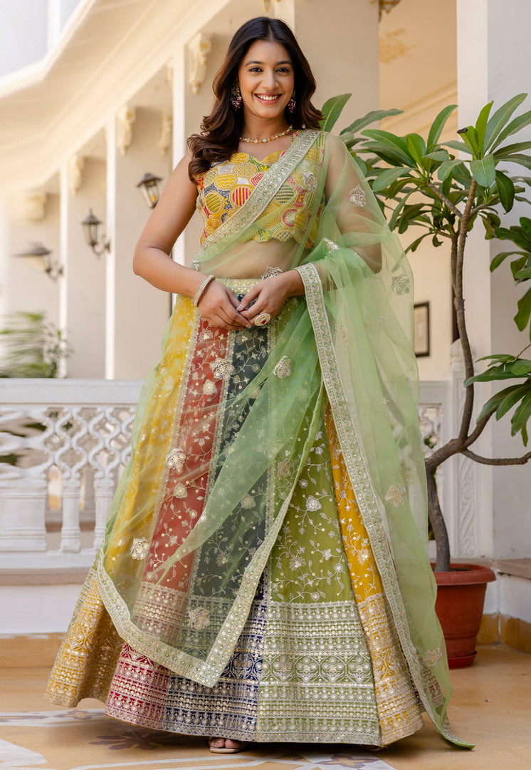 Multicolor Georgette Circular Lehenga Choli