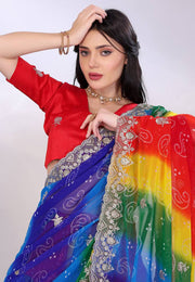 Multicolor Georgette Saree With Blouse