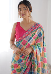 Multicolor Georgette Saree With Blouse