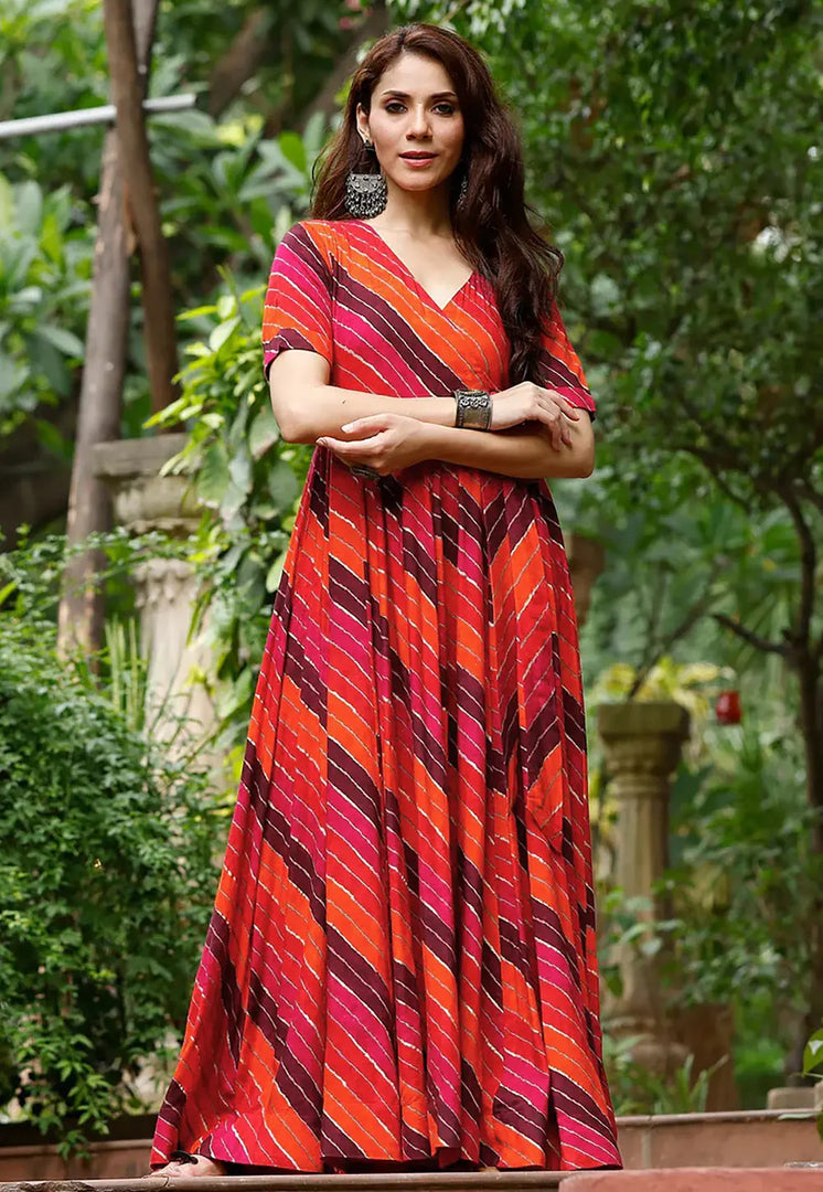 Multicolor Rayon Gown