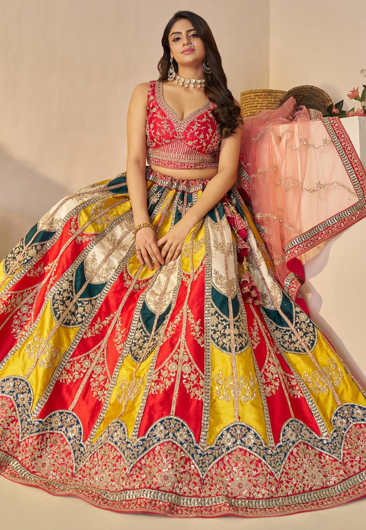 Multicolor Silk Lehenga Choli For Wedding