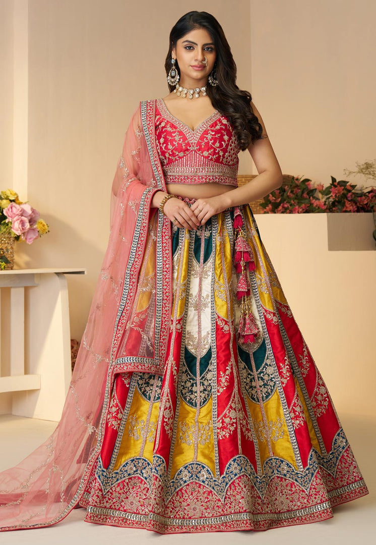 Multicolor Silk Lehenga Choli For Wedding