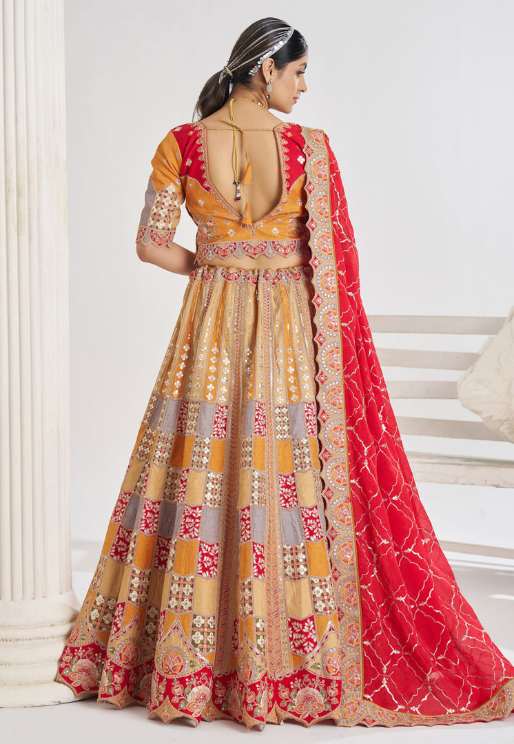 Multicolor Silk Lehenga Choli