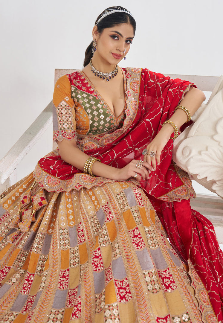 Multicolor Silk Lehenga Choli