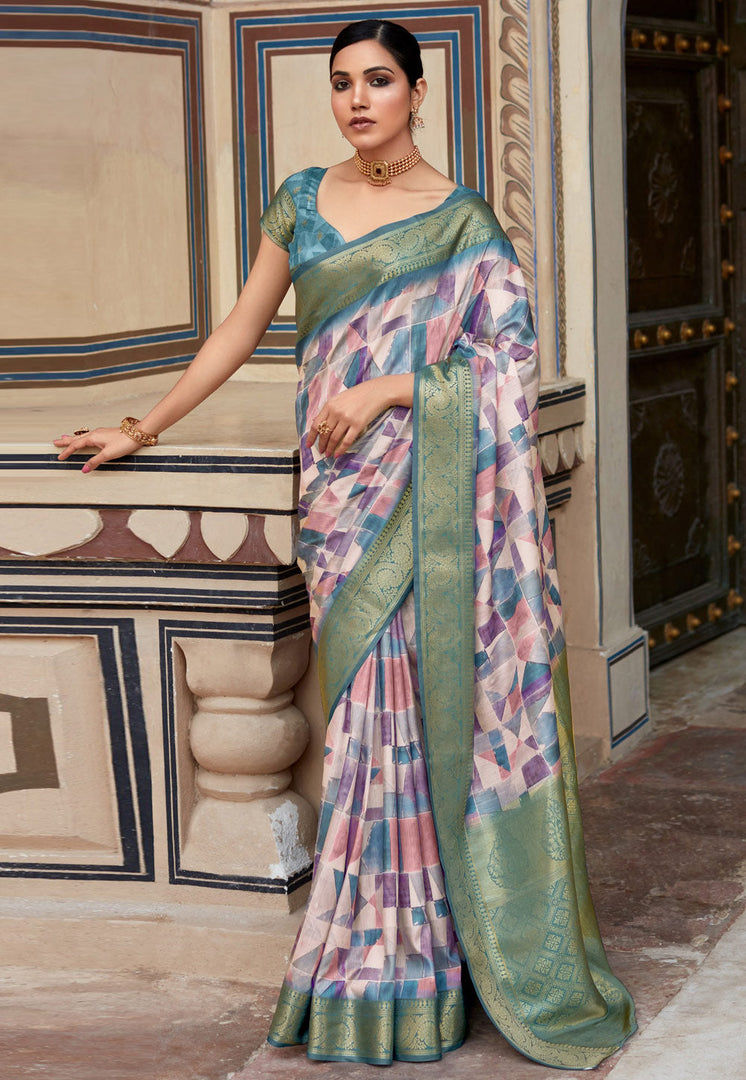 Multicolor Silk Saree With Blouse