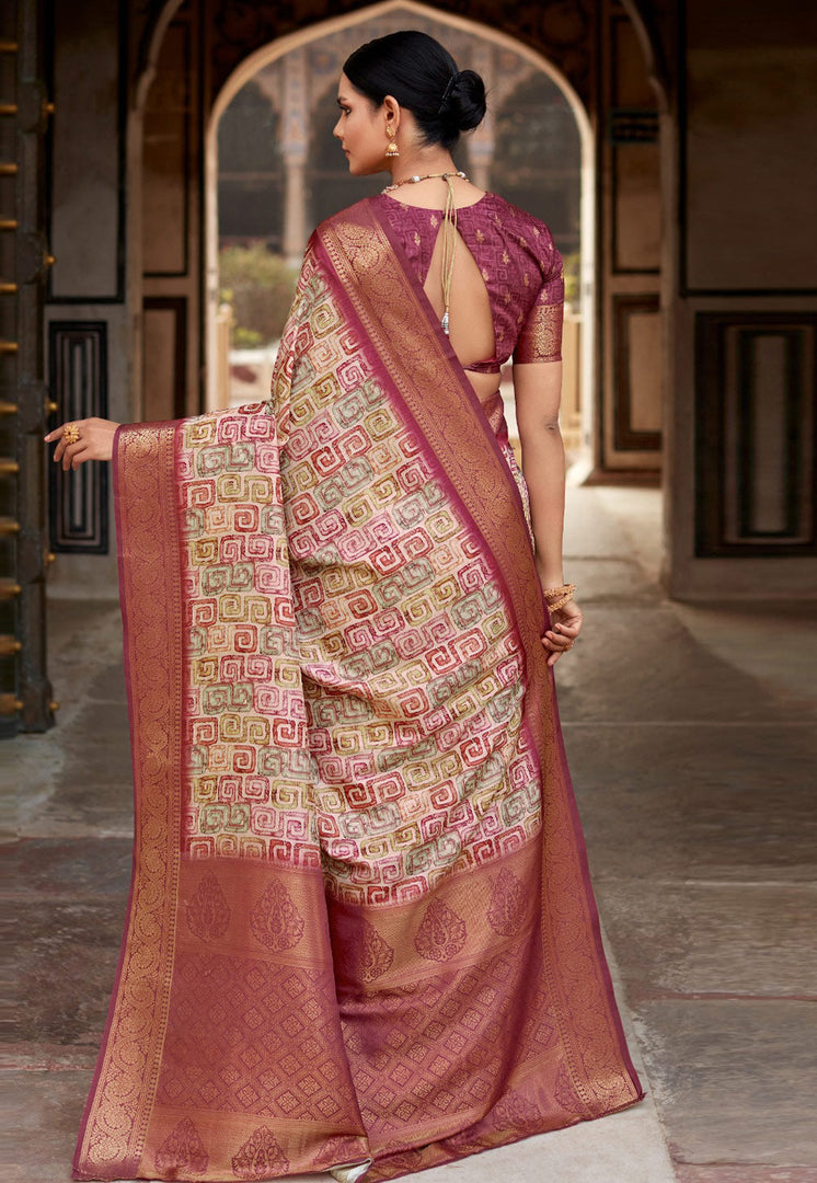 Multicolor Silk Saree With Blouse