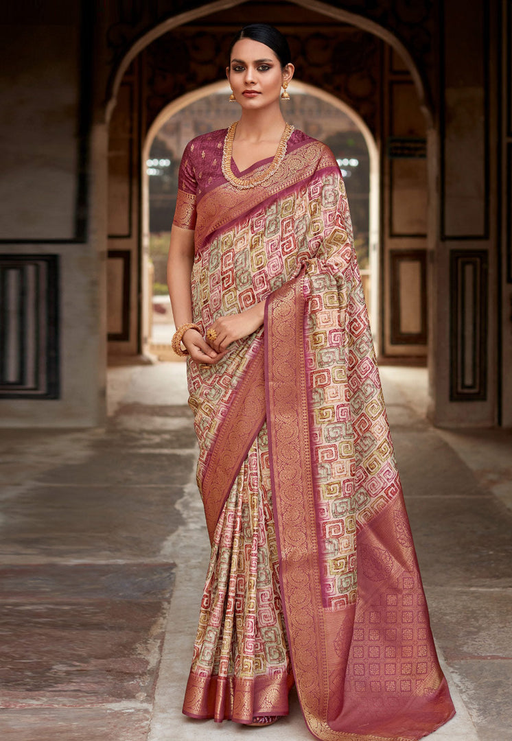 Multicolor Silk Saree With Blouse