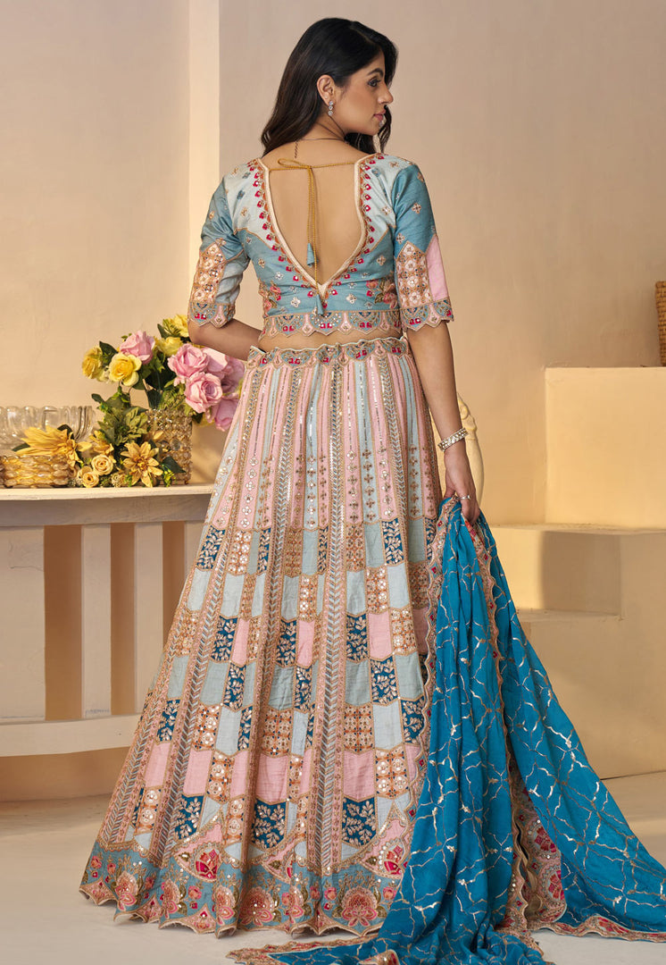 Multicolor Silk Wedding Lehenga Choli
