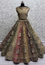 Load image into Gallery viewer, Multicolor Velvet Bridal Lehenga Choli
