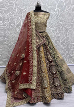 Load image into Gallery viewer, Multicolor Velvet Bridal Lehenga Choli
