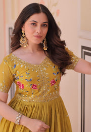 Mustard Art Silk Gown