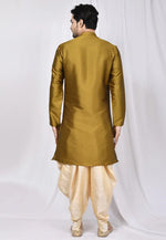 Load image into Gallery viewer, Mustard Art Silk Indo Western Suit
